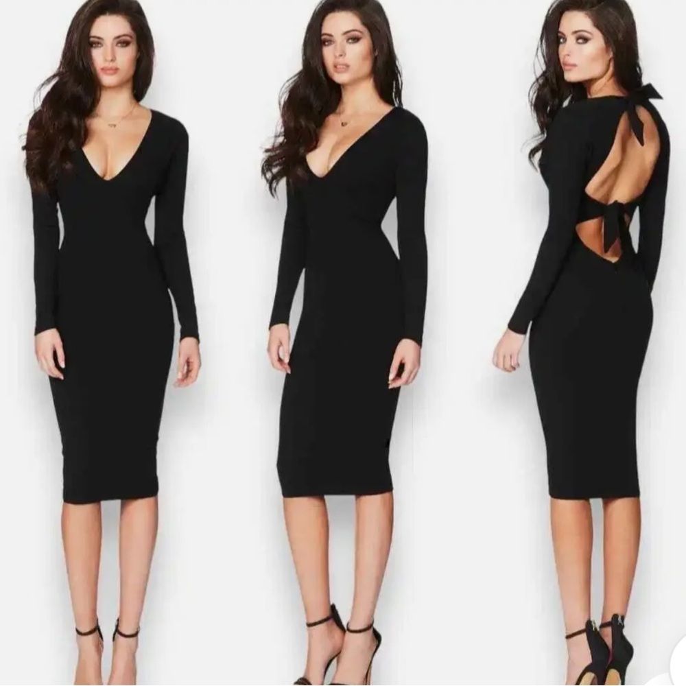 Brand: Nookie..  Size XS black long sleeve Midi